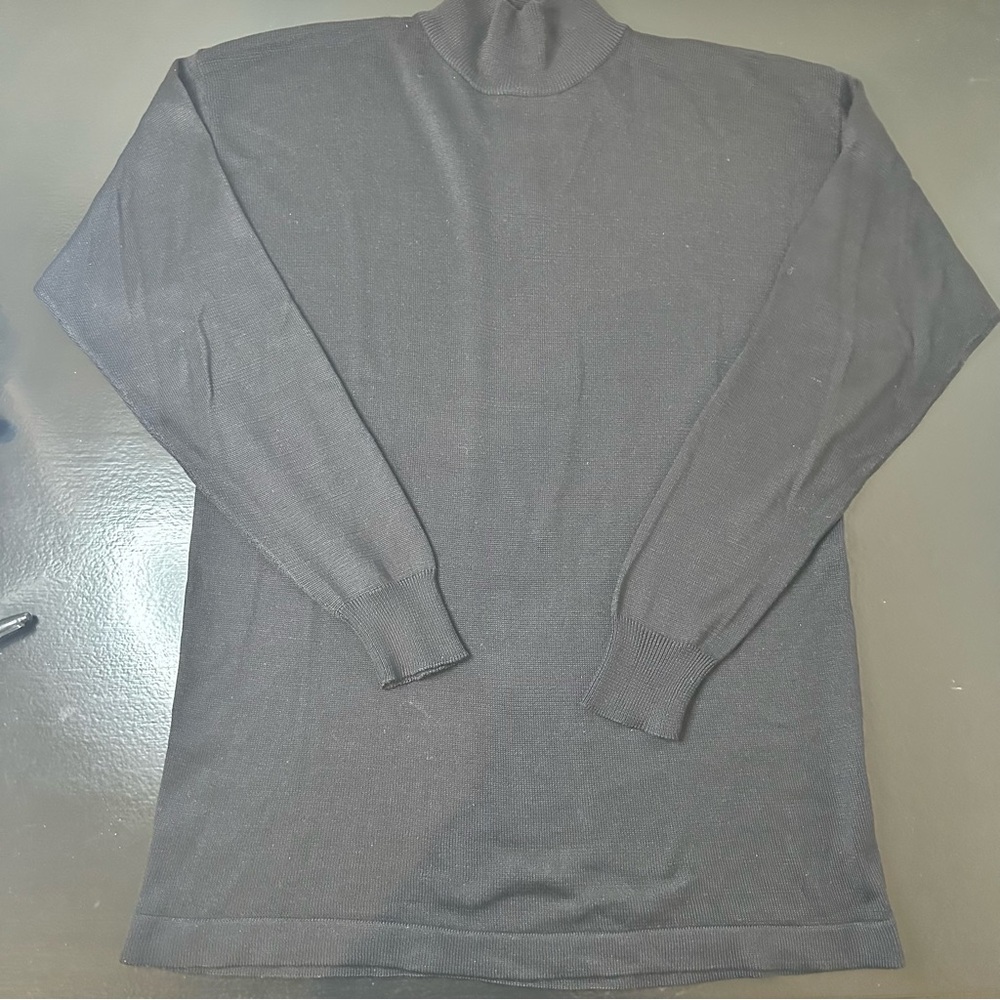 Talbots 100% Silk Black Mock Turtleneck Sweater Business Casual